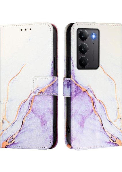 Realme C75 4g Cüzdan Pu Deri Kickstand Mermer Desen Için Kılıf (Yurt Dışından)