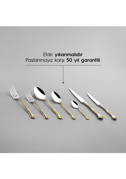 Lalezar Altın Sade 12 Kişilik 84 Parça Kutulu Çatal Kaşık Bıçak Takımı fırsatları
