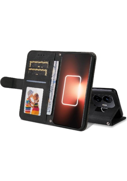 Realme Gt3 Darbeye Dayanıklı Uzun Kayış Kart Yuvası Sahipleri Için Flip Case Cüzdan (Yurt Dışından)