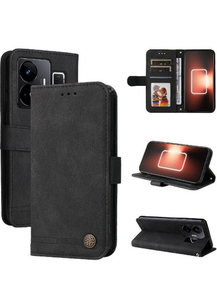 Realme Gt3 Darbeye Dayanıklı Uzun Kayış Kart Yuvası Sahipleri Için Flip Case Cüzdan (Yurt Dışından)