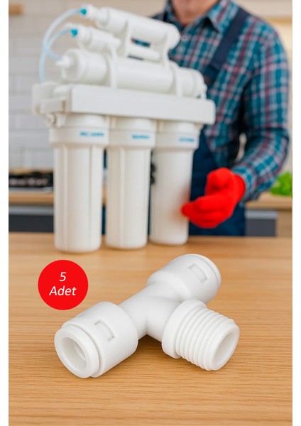 Su Arıtma Cihazı Te Bağlantı Nipeli 1/4 Inç Npt x 6 mm Quick