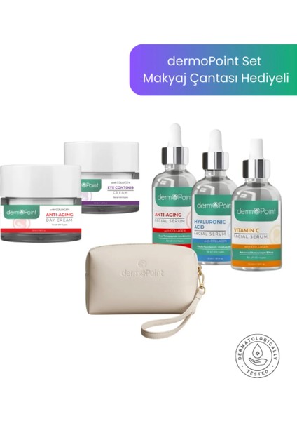 5'li Set - C Vitamini & Hyalüronik Asit & Yaşlanma Karşıtı Serum + Yaşlanma Karşıtı Yüz & Göz Kremi