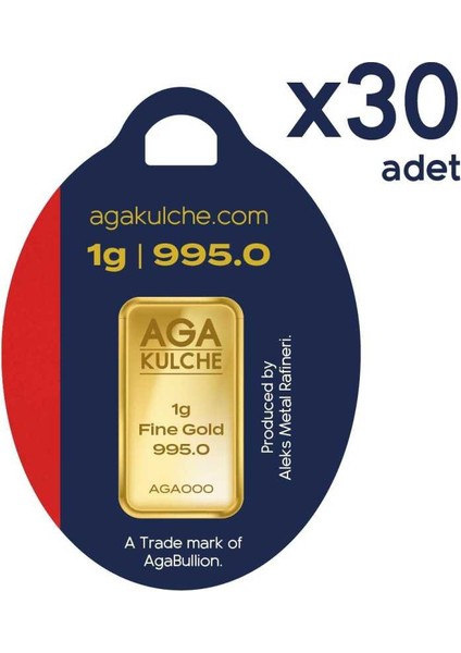 24 Ayar 30 Adet 1 gr Külçe Altın