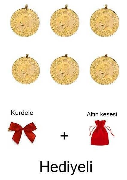 AgaKulche Yeni Kulplu Ziynet Çeyrek Altın 6 Adet