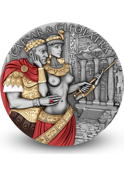 Agakulche Sezar ve Kleopatra Gümüş Sikke Coin