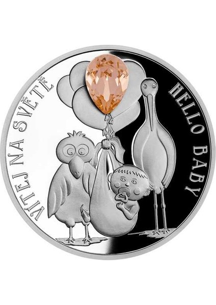 Hello Baby ( 2022) Proof Kristal Taşlı 1 Ons 999 Gümüş Coin