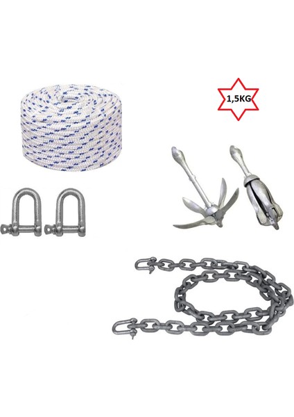 Tekne ve Şişme Bot Için Hazır Çapa ,çıpa Seti 1,5KG