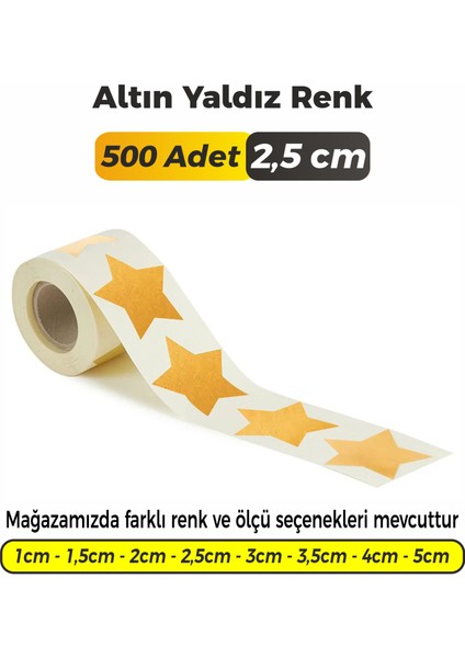 Yıldız Kesimli Altın Yaldız Çok Amaçlı Etiket 2,5cm (500 Adet)