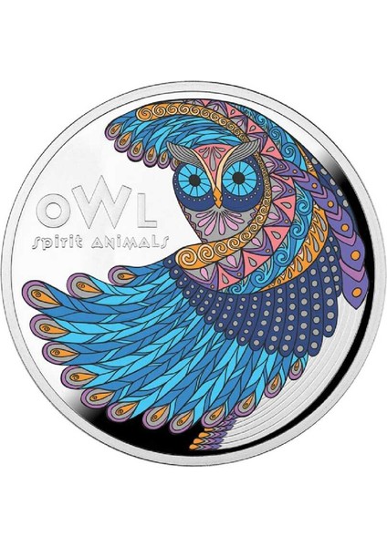 Renkli Baykuş Gümüş Sikke Coin