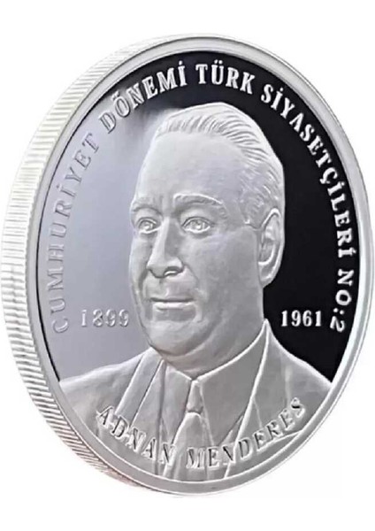 Adnan Menderes 2022 1 Ons Gümüş Sikke Coin