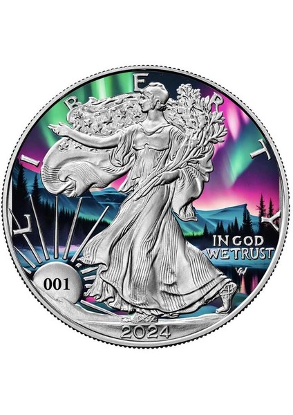 Yürüyen Özgürlük Kuzey Işıkları Gümüş Sikke Coin