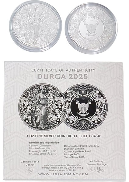 Agakulche Durga Kamerun 2025 Gümüş Sikke Coin