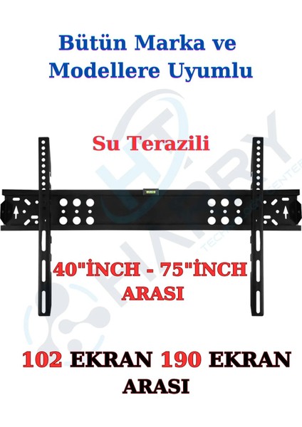 Tüm Marka ve Modellere Uyumlu (40inç - 75inç Aras) Sabit Kilitli Su Terazili Lcd-Plazma Askı Aparatı