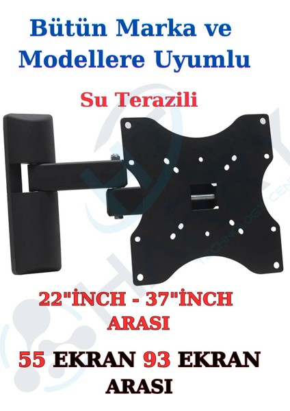 Tüm Markalar ile Uyumlu (22inç-37inç Aras) Çift Kollu Hareketli Su Terazili Lcd-Led Tv Askı Aparatı
