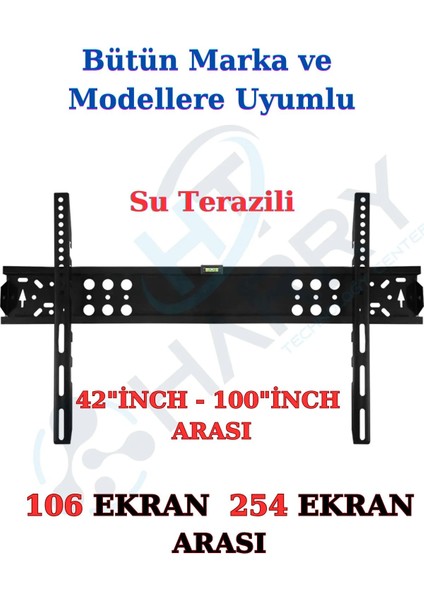 Tüm Marka ve Modelere Uyumlu (42inç - 100İNÇ Aras) Sabit Kilitli Su Terazili Lcd-Plazma Askı Aparat