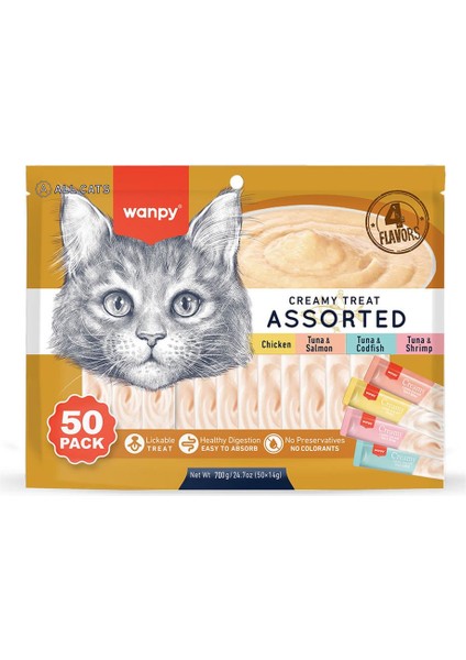 Karışık 4 Lezzetli Krema Kedi Ödülü 14gr x50 (Rac-Mix)