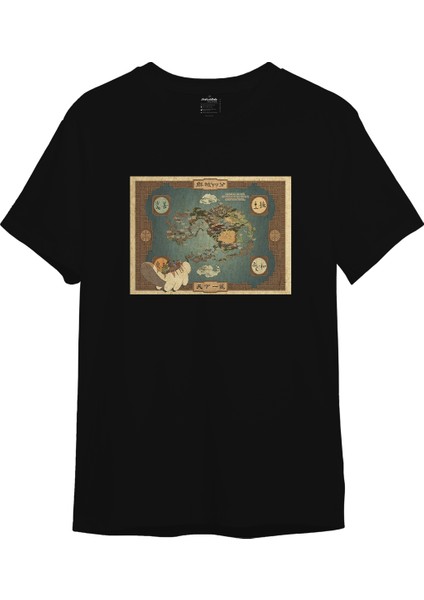 Avatar The Last Airbender Map Tişört - Siyah