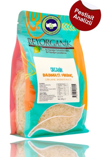 ORGANİK Basmati Pirinç 500gr (PESTİSİT VE AFLATOKSİN ANALİZLİ)