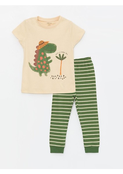 Bisiklet Yaka Baskılı Kısa Kollu Erkek Bebek Pijama Takım (S4)
