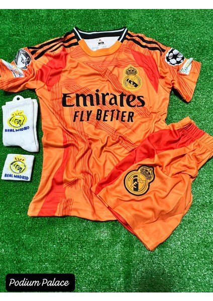Real Madrid 24/25 K.y.l.i.a.n Mbappe Yeni Sezon Turuncu Iç Saha Forması 4'lü Set(Turuncu) ZYN15