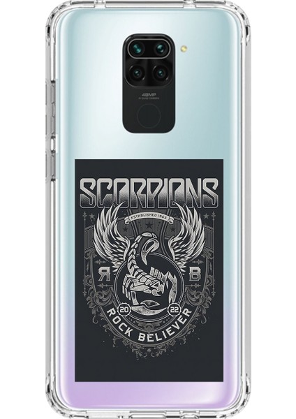 Xiaomi Redmi Note 9 Uyumlu Şeffaf Kılıf Scorpions Tasarımlı