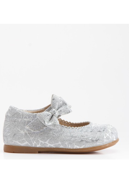 Doria Kız Bebek Soft Tabanlı Gümüş Desenli Babet AB1001-16