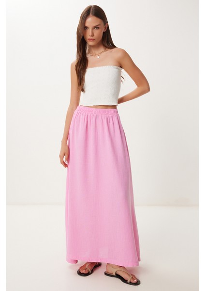 Cepli Kloş Müslin Etek Pembe LBV0067
