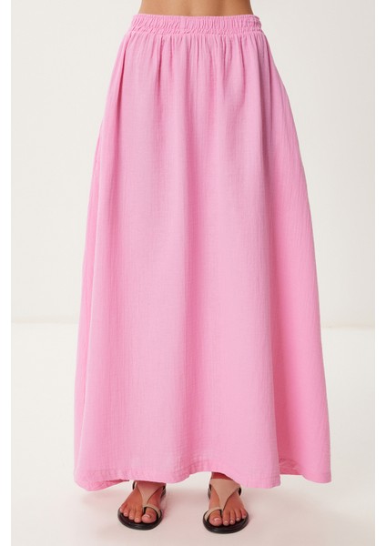 Cepli Kloş Müslin Etek Pembe LBV0067