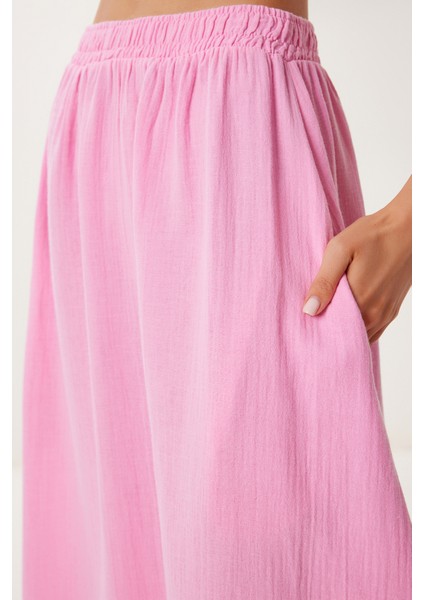 Cepli Kloş Müslin Etek Pembe LBV0067