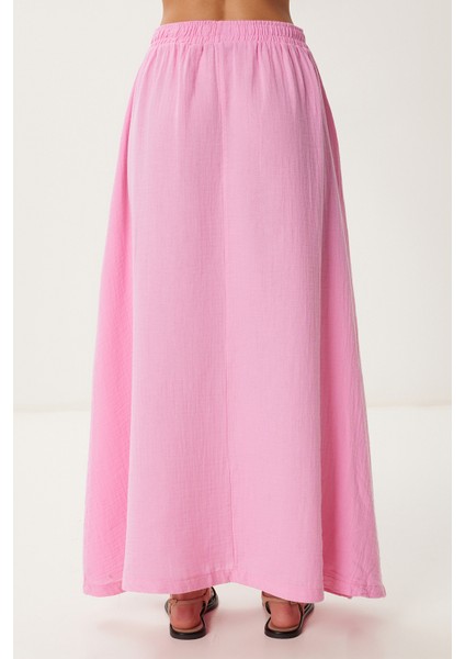 Cepli Kloş Müslin Etek Pembe LBV0067