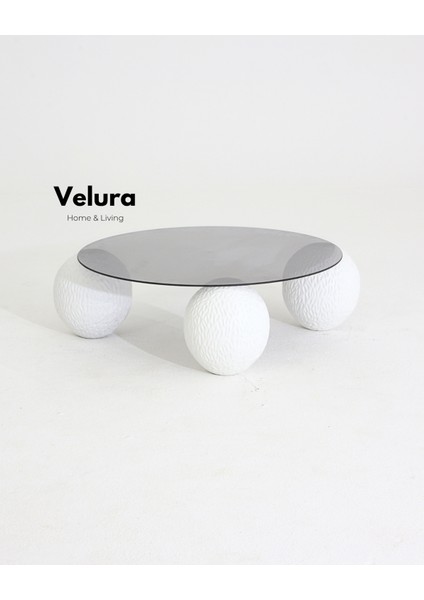 Modern Orta Sehpa & Top Sehpa Cam Sehpa & Küre Orta Sehpa - Dragon (Beyaz) - Yuvarlak - Füme Cam modelleri