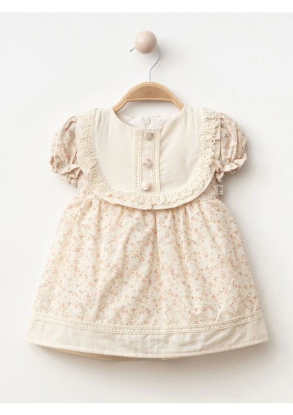 Düğme Detaylı Kız Bebe Elbise