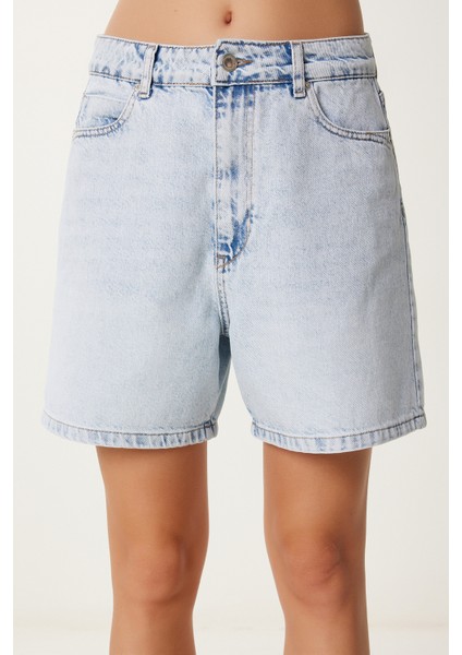 Şehir Boy Mom Fit Denim Şort Açık Mavi LAC0001 indirimleri