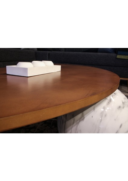 Modern Orta Sehpa & Top Sehpa Cam Sehpa & Küre Orta Sehpa - Pleksi Traverten Top - Fasulye - Ceviz Mdf fiyatları