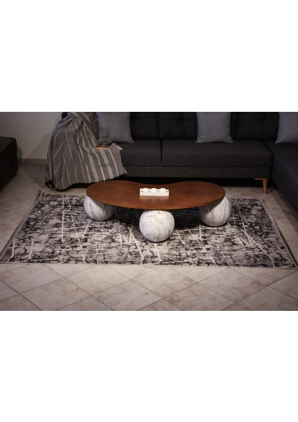 Modern Orta Sehpa & Top Sehpa Cam Sehpa & Küre Orta Sehpa - Pleksi Traverten Top - Fasulye - Ceviz Mdf indirimleri