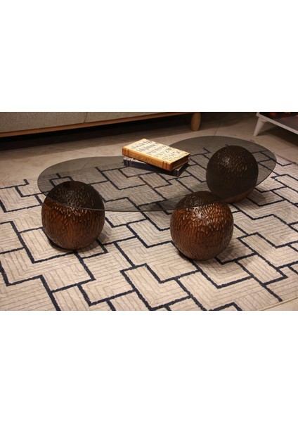 Modern Orta Sehpa & Top Sehpa Cam Sehpa & Küre Orta Sehpa - Dragon (Ceviz) - Fasulye - Füme Cam fiyatları