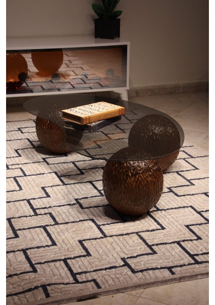 Modern Orta Sehpa & Top Sehpa Cam Sehpa & Küre Orta Sehpa - Dragon (Ceviz) - Fasulye - Füme Cam modelleri