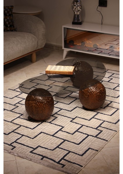 Modern Orta Sehpa & Top Sehpa Cam Sehpa & Küre Orta Sehpa - Dragon (Ceviz) - Fasulye - Füme Cam