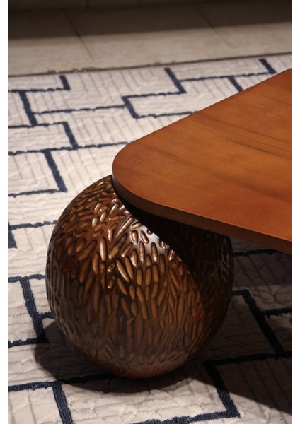 Modern Orta Sehpa & Top Sehpa Cam Sehpa & Küre Orta Sehpa - 2 Dragon (Ceviz) Top & 1 Ceviz Zar - Üçgen - Ceviz Mdf fırsatları