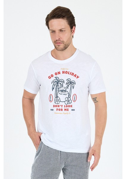 Erkek Go On Holiday Baskılı T-Shirt – %100 Pamuk – Bisiklet Yaka Kısa Kollu Rahat Erkek Tişört 0008 fiyatları