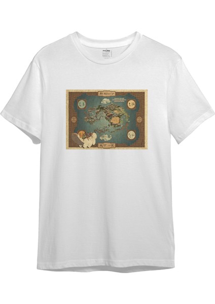 Avatar The Last Airbender Map Tişört - Beyaz
