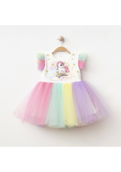 Unicorn Baskılı Kız Abiye