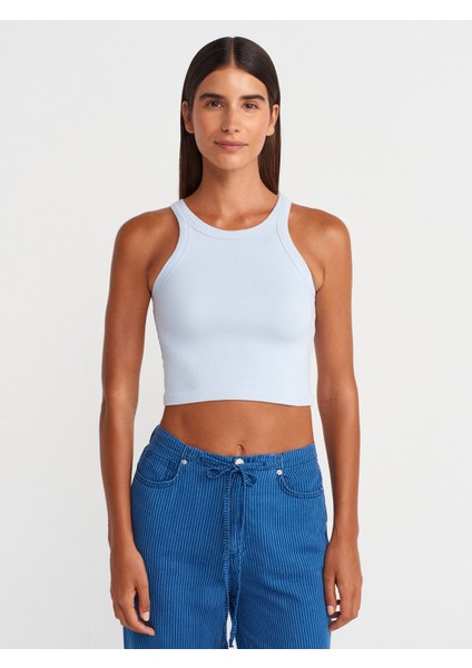21104 Fitilli Crop Top-Açık Mavi modelleri