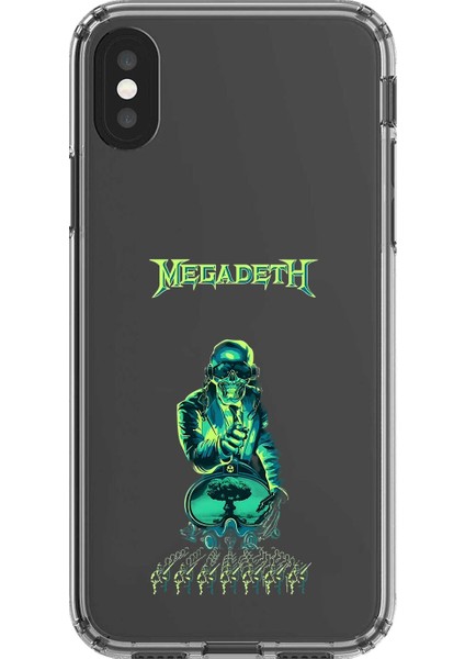 iPhone x Uyumlu Şeffaf Kılıf Mega Death Tasarımlı