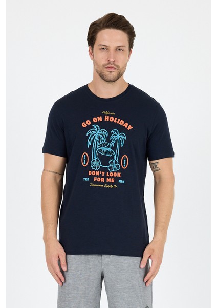 Erkek Go On Holiday Baskılı T-Shirt – %100 Pamuk – Bisiklet Yaka Kısa Kollu Rahat Erkek Tişört 0008