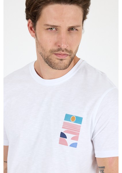 Erkek %100 Pamuk Bisiklet Yaka Kısa Kollu Baskılı T-Shirt Rahat ve Şık Günlük Tişört 0005 modelleri