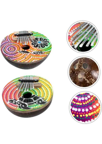 Doğal Hindistan Cevizi Kabuğundan Kalimba Afrika El Yapımı 7 Tuşlu Akustik Müzik Dekoratif Coconat fırsatları