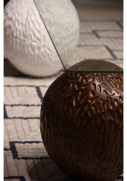 Modern Orta Sehpa & Top Sehpa Cam Sehpa & Küre Orta Sehpa - 2 Dragon (Ceviz) & 2 Dragon (Beyaz) - Kare - Şeffaf Cam