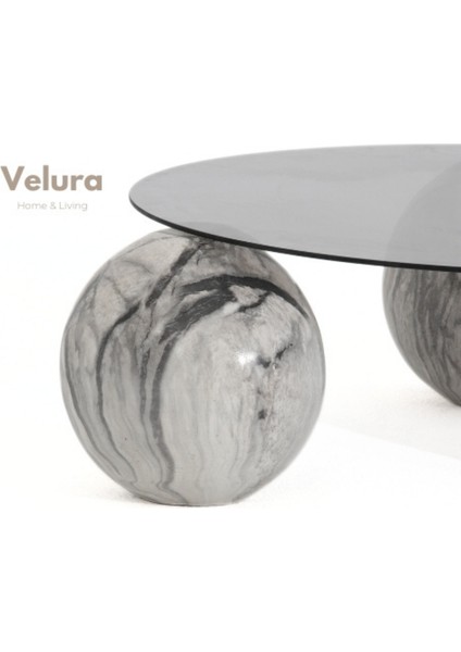 Modern Orta Sehpa & Top Sehpa Cam Sehpa & Küre Orta Sehpa - Diana - Yuvarlak - Füme Cam fırsatları