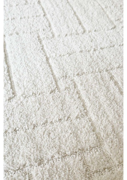 Kaymaz Taban Moopy Krem Bukleli Yumuşak Soft Dokuma Yolluk Halı Salon Halısı LP1001A_KREM